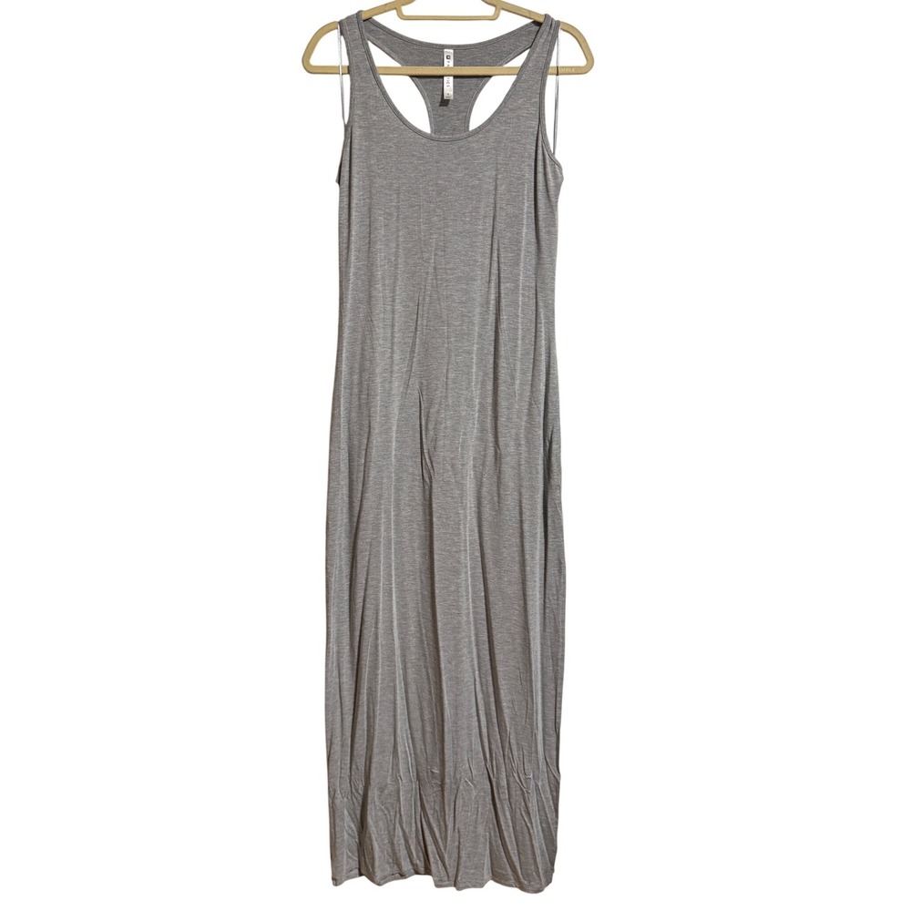 Fabletics Gray Racerback Maxi Dress Small Sleeveless Slit